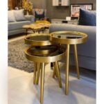 3 in 1 Gold Marble Side Stools