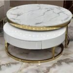 Extendable Marble Centre Table With Storage Cabinet