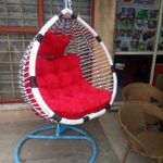 White And Red Outdoor Swing Garden Chair